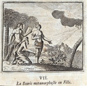 La Souris förvandlades till en flicka. Fabler av Jean de La Fontaine (1621-95). Illustration av François Chauveau (1613-1676). Upplaga av 1728. av Francois Chauveau