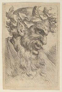 Satyrmask med murgrönakrona, vänd åt höger, från Divers Masques, ca. 1635-45. av Francois Chauveau