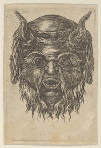 Satyrmask med en lagerkrans draperad över hornen, från Divers Masques, ca. 1635-45. av Francois Chauveau