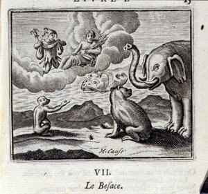 Påsen. Fabler av Jean de La Fontaine (1621-95). Illustration av Francois Chauveau (1613-1676). Upplaga av 1728. av Francois Chauveau
