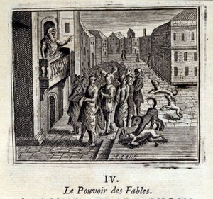 Fablernas kraft. Fabler av Jean de La Fontaine (1621-95). Illustration av Francois Chauveau (1613-1676). Upplaga av 1728. av Francois Chauveau