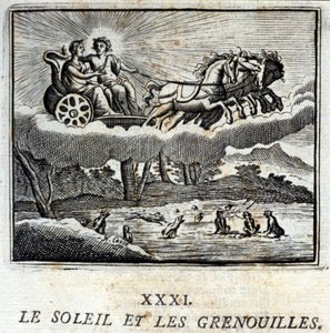 Solen och grodorna. Fabler av Jean de La Fontaine (1621-95). Illustration av François Chauveau (1613-1676). Upplaga av 1728. av Francois Chauveau