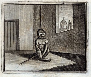 Apan. Fabler av Jean de La Fontaine (1621-95). Illustration av François Chauveau (1613-1676). Upplaga av 1728. av Francois Chauveau