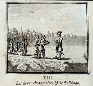 De två äventyrarna och talismanen. Fabler av Jean de La Fontaine (1621-95). Illustration av François Chauveau (1613-1676). Upplaga av 1728. av Francois Chauveau