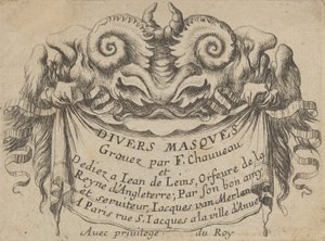 Titelskylt med två Satyrhuvuden, från Divers Masques, ca. 1635-45.