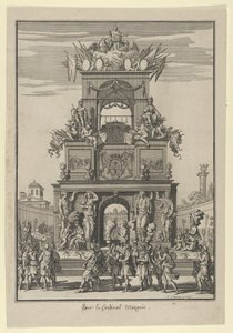Triumfbåge uppförd för att hedra kardinal Mazarin efter Pyrenéernas fördrag..., ca. 1664-5. av Francois Chauveau