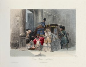 En god gärning, från Les Modes Parisiennes, c.1860 av Francois Claudius after Compte Calix