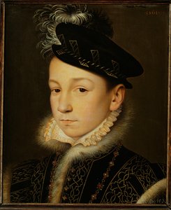 Kung Karl IX av Frankrike ... (olja på ek) av François Clouet
