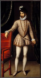 Porträtt till fots av Karl IX (1550 - 1574) kung av Frankrike. Målning av Francois Clouet (1515-1572) av François Clouet