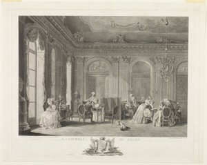 Församlingen i salongen av Francois Dequevauviller