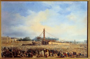 Uppförande av obelisque de Luxor place de la concorde i Paris (25 oktober
