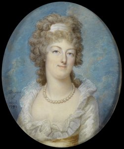 Porträtt av drottning Marie Antoinette med ett pärlhalsband, 1792
