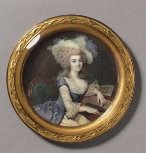 Porträtt av en kvinna vid ett cembalo, c.1788