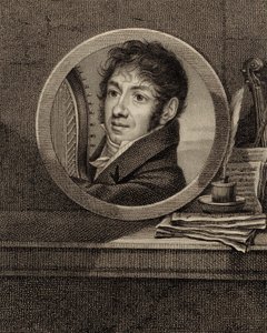 Porträtt av harpisten och kompositören Jean-Aimé Vernier 1769-1840, ca. 1800.