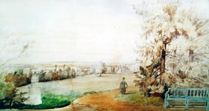 Utsikt över Monsieur Geruins park vid Marly-le-Roi, 1837 (wc på papper)