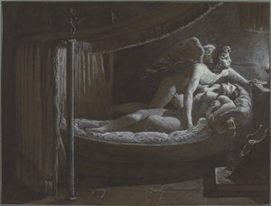 Amor med psyke som släcker lampan av Francois Edouard Picot
