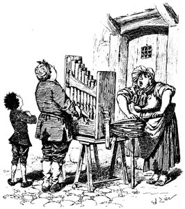 Illustration till Paul Scarrons komiska roman: Barbarian orgelspelare har gusset på gatan (gravyr) av Francois Edouard Zier