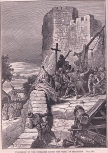Procession av korsfararna runt Jerusalems murar 1097 e.Kr av Francois Edouard Zier