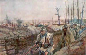 Ett franskt skyttegrav i byn Souchez, Artois, Frankrike, 18 december 1915, 1926.