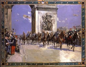Historia. Frankrike. Första världskriget. Segerparad i Paris, 4 juli av Francois Flameng