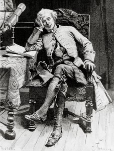Porträtt av Guy Mannering, huvudkaraktär av Guy Mannering eller astrolog, roman av Walter Scott (1771-1832), gravyr efter teckning av Francois Flameng (1856-1923), från parisisk upplaga av Francois Flameng