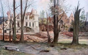 Ruinerna av ett hus, Soupir, första världskriget, april 1917. av Francois Flameng