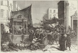 En gata i Neapel (gravyr) av Francois Fortune Antoine (after) Ferogio