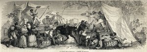 Försäljningen av vattenmeloner, teckning av Ferogio, för att illustrera Neapel och napolitanerna, 1861, av Marc Monnier (1829-1885). Gravyr i ”” Le tour du monde”” 1861. Selvas samling. av Francois Fortune Antoine (after) Ferogio
