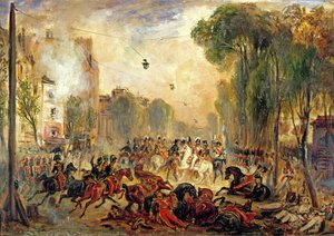 Attentat på kung Louis-Philippe (1773-1850) av Giuseppe Fieschi (1790-1836) Boulevard du Temple, 28 juli 1835 (olja på duk)