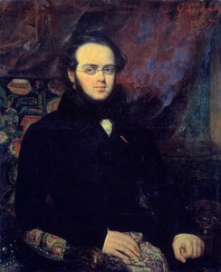 Porträtt av den franske kompositören Jacques Fromental Levy dit Halevy (1799-1862) Han poserar med sina glasögon. Målning av Francois Gabriel Lepaulle (1804-1886) 1837 Paris, Operabiblioteket - Porträtt av den franske kompositören Jacques Fromental Levy so