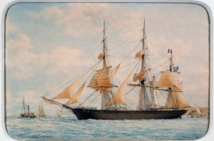 New York Ocean Herald klippare, av Francois Roux (1811-1882), akvarell