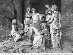 Apollon sköts av nymferna i lunden i Apollons bad, avrättad med hjälp av Thomas Regnaudin (1622-1706) 1666-75 (se 242848, 242849) (marmor)