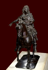 Ryttarstaty av kung Ludvig XIV (1638-1715) i förlorad vaxsmält brons - Skulptur av Francois Girardon (1628-1715)