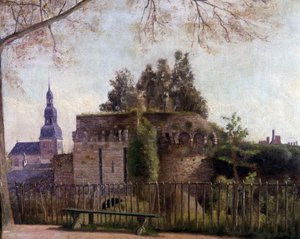 De "stora diken" vid porten till St Malo i Dinan - av F. Gombeaux, sent 1800-tal av Francois Gombeaux