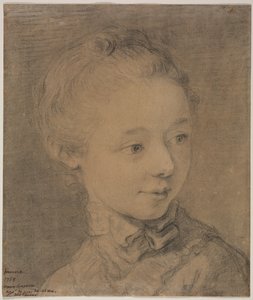 Chef för en ung flicka som vänder sig mot höger, 1758. av Francois Hubert Drouais
