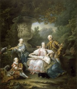 Louis II du Bouchet de Sourches med sin familj av Francois Hubert Drouais