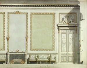 Design för hertiginnan av Mazarins hus, ca 1777 (akvarell på papper)