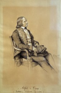 Porträtt av Alfred de Vigny (1797 - 1863), fransk författare, dramatiker och poet. Teckning av Francois Joseph Heim (1787-1865) av François Joseph Heim