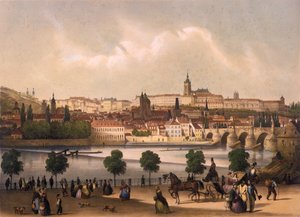 Utsikt över det lilla kvarteret och Pragborgen Hradcany, c.1845 av Francois Joseph Sandmann