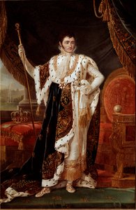 Porträtt av Jerome Bonaparte (1784-1860) kung av Westfalen, framför trädgårdarna i Wilhelmshohe Målning av Francois Joseph (Francois-Joseph) Kinson (1770-1839) eller Kinsoen. 1800-talets sön. 2,1x1,4 m Versailles musee du chateau