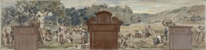 Skiss till kommunhuset i Pantin: La cueillette. La moisson, år 1886 (olja på duk)