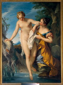 En badgäst och hennes nästa målning av Francois Le Moyne (1688-1737). 1700-talet. Dämpa. 1,63 x 1,17 m Rundturer, Musee des Beaux Arts