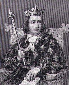 Karl V, kallad den "vise" (1337-80) kung av Frankrike, graverad av Blanchard (gravyr) av Francois Louis (after) Dejuinne