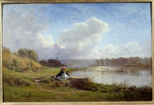 The Banks of the Seine in Meudon 1861 Målning av Francois Louis Francais (1814-1897) 1861 Nantes, Museum of Fine Arts