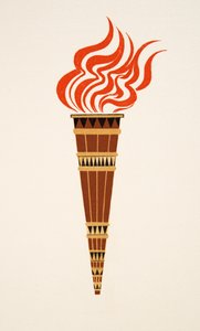 Flaming Torch från Prometheus Enchained by Aeschylus, pub. 1941 (stenciltryck) av Francois Louis Schmied