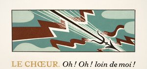 Grafisk illustration från Prometheus Enchained av Aeschylus, pub. 1941 (stenciltryck) av Francois Louis Schmied