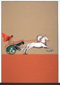 Man och vagn, illustration från Prometheus Enchained av Aeschylus, pub. 1941 (stenciltryck) av Francois Louis Schmied