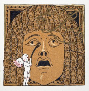 Näsan som kittlas av Cupid, från Personages de Comedie, pub. 1922 (pochoirtryck) av Francois Louis Schmied