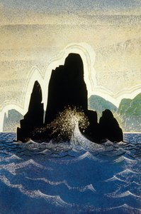 Homeros Odyssé: klippan i Gortyne, graverad av Theo Schmied, 1930-33 färglitografi av Francois Louis Schmied
