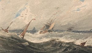 Båtar på ett stormigt hav av Francois Louis Thomas Francia